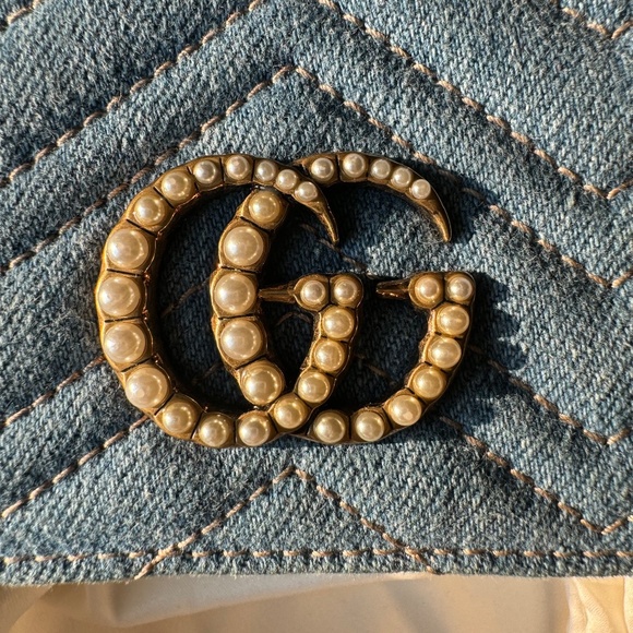 ❌SOLD❌ Gucci Denim and Pearl Marmont Compact Wallet - Picture 6 of 7